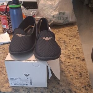 Emporio Armani Black Slip-On Footwear